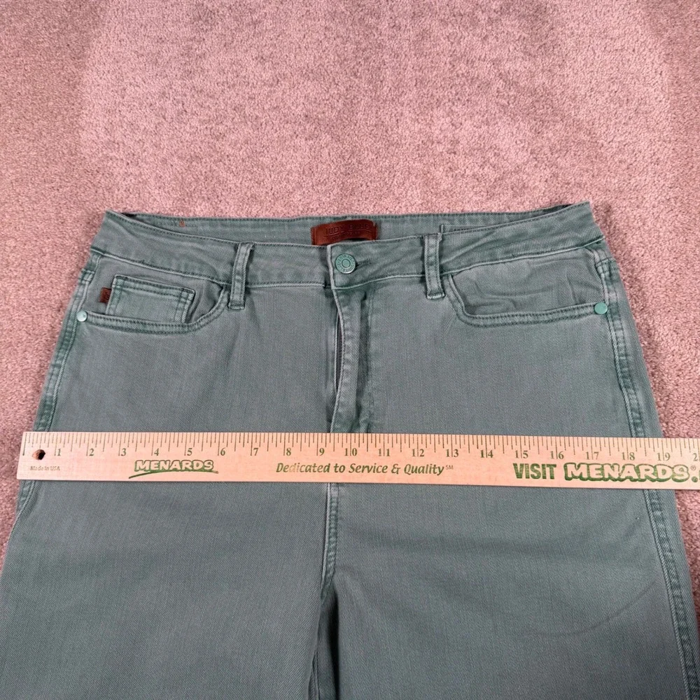 Judy Blue Wide Leg Jean Women 15/32 (FITS 32x31) Sage Green Garment Dyed JB88621